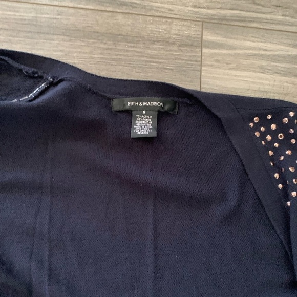 Blue studded cozy soft Lagen look cardigan, career work sweater Small - Picture 8 of 13